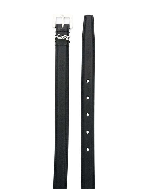 Saint Laurent White Cassandre Thin Square Buckled Belt
