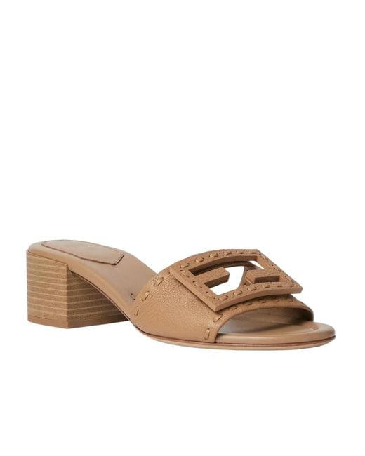 Fendi Brown Baguette Buckle Mules