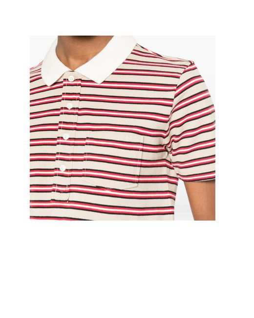 A.P.C. Red Striped Polo T-Shirt