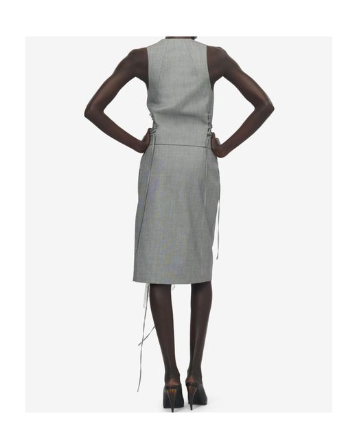 McQueen Gray Corset Lacing Panel Pencil Skirt