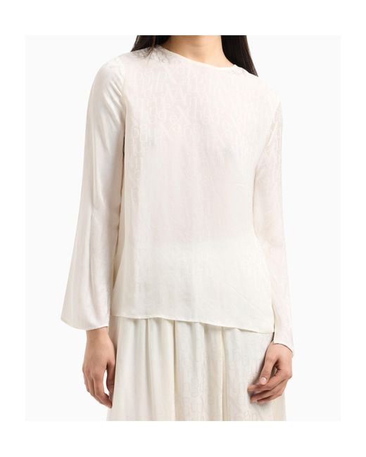 ARMANI EXCHANGE White Semi-Sheer Long-Sleeve Top