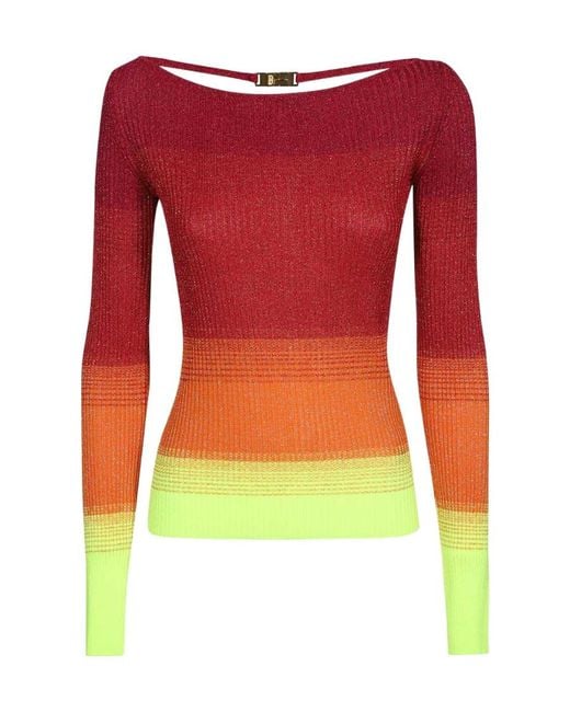 Gcds Red Boat Neck Ribbed-Knit Jumper
