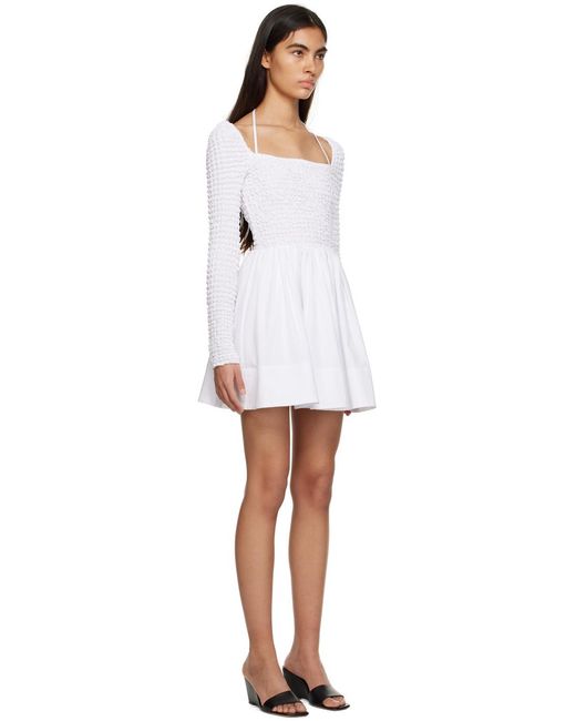 Staud White Plain Jersey Stretch Dress