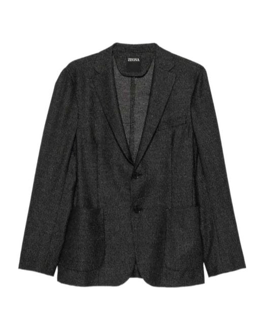 Zegna Black Single-Breasted Suit Jacket for men