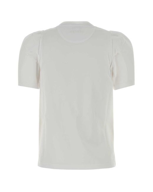 McQueen White Puff-Sleeved Jersey T-Shirt