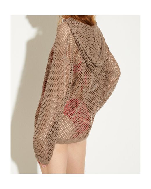MAX&Co. Brown Knitted Mesh Hoodie