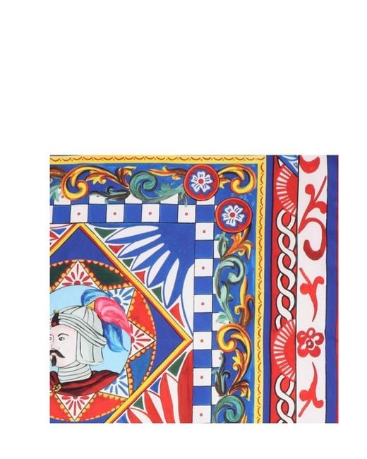 Dolce & Gabbana White Carretto-Printed Square Twill Scarf