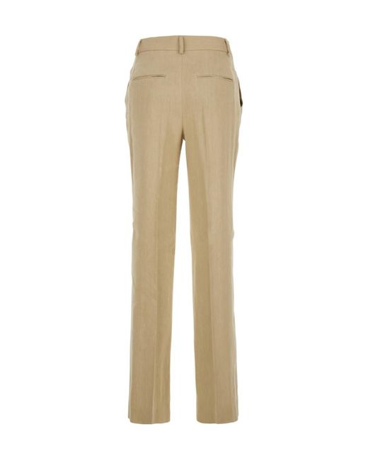 Alberta Ferretti Natural High-Waist Tailored Trousers