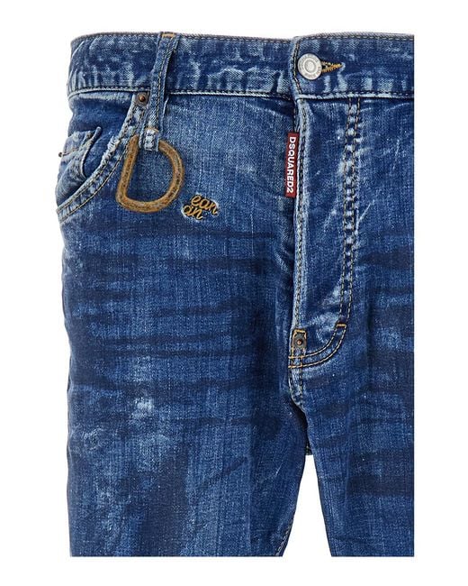 DSquared² Blue Distressed Cool Guy Slim-Fit Jeans for men