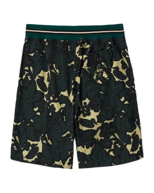 Burberry Green Floral-Print Bermuda Shorts for men
