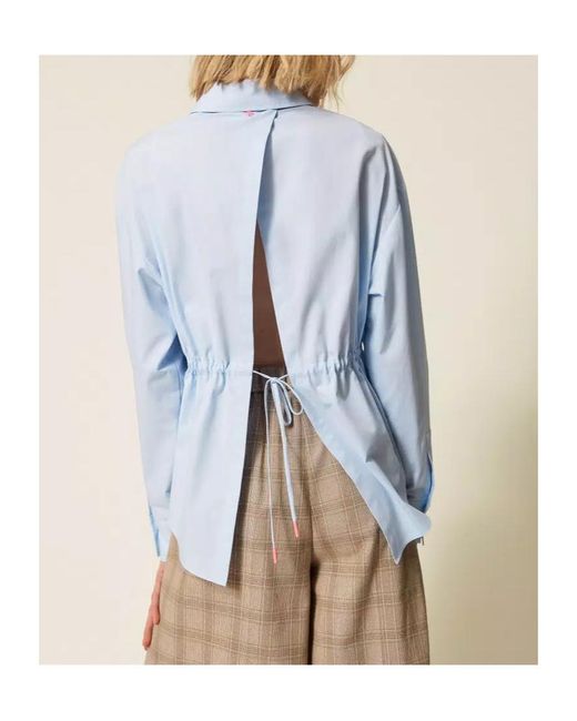 Twinset Blue X Myfo Floral-Embroidered Shirt