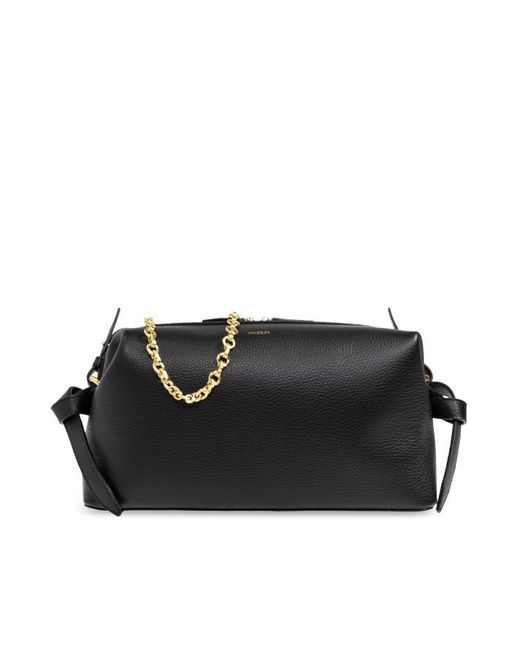 Yuzefi Black Brioche Grained Leather Shoulder Bag