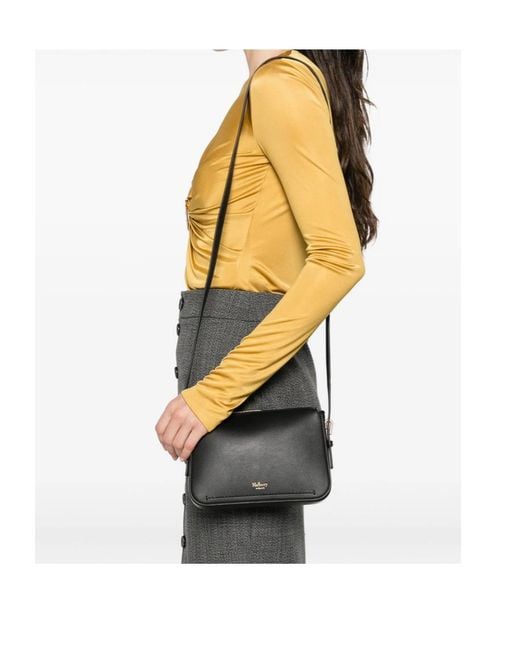 Mulberry Black Clovelly Leather Zip-Top Cross Body Bag