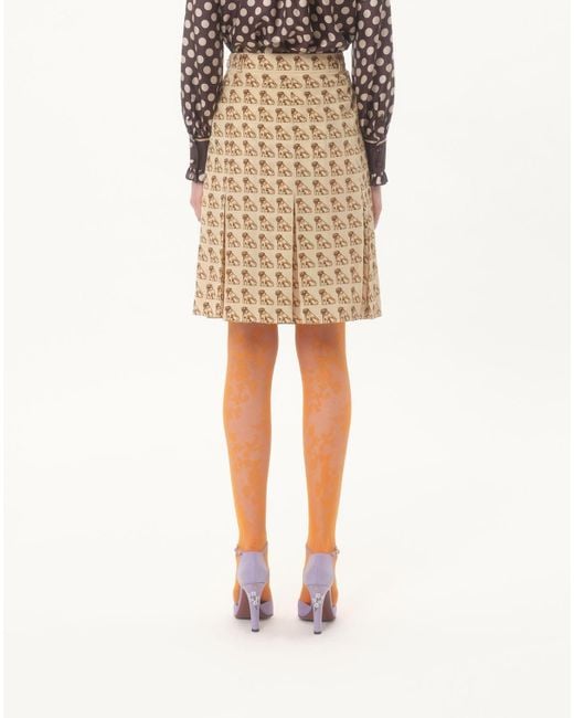 Valentino Natural Crepe De Chine Skirt With Petit Charles Print