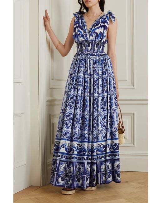 Dolce & Gabbana Blue Graphic-Print Sleeveless Dress