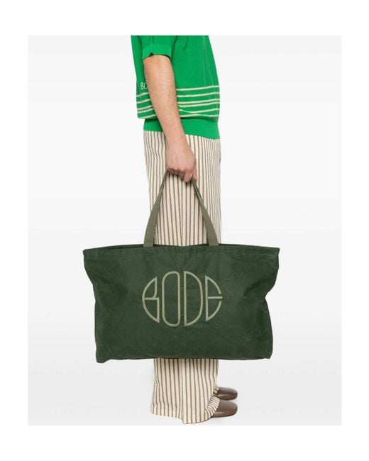 Bode Green Zippered Handbag for men