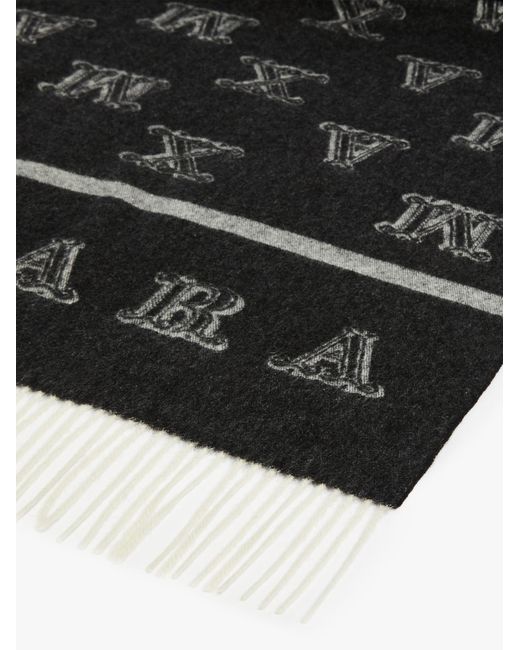 Max Mara Black Logo Cashmere Scarf
