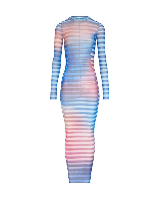 Jean Paul Gaultier Blue Gradient Mesh Long Dress