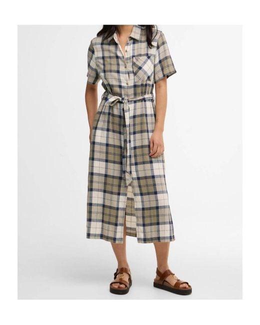 Barbour Multicolor Fern Belted Tartan Midi Dress