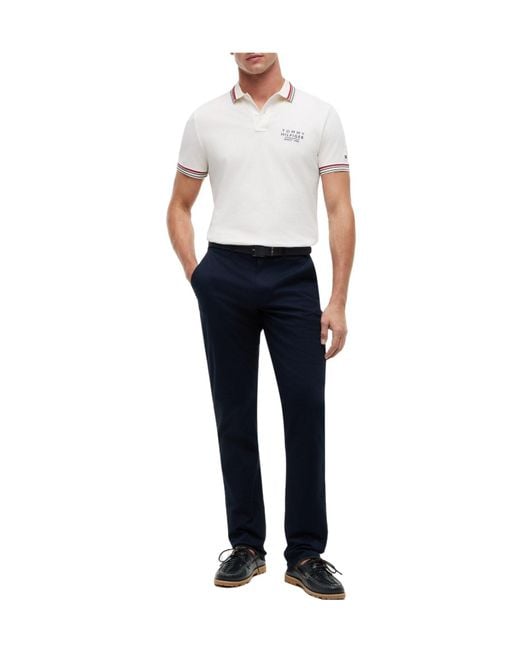 Tommy Hilfiger White Short Sleeve Polo Shirt for men
