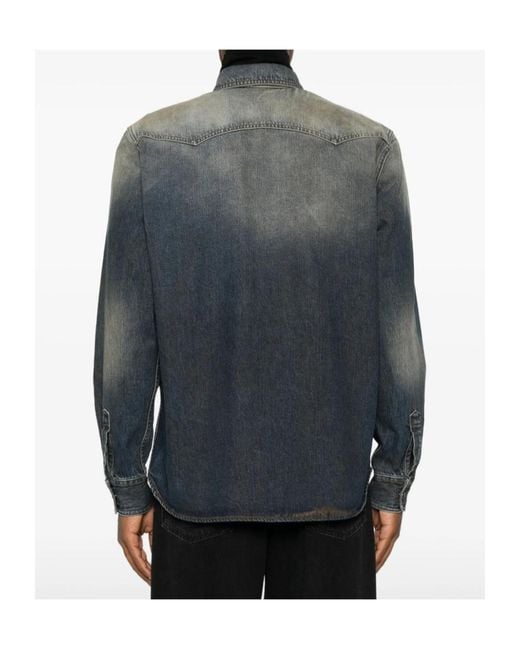 Nine:inthe:morning Gray Long-Sleeve Denim Shirt for men