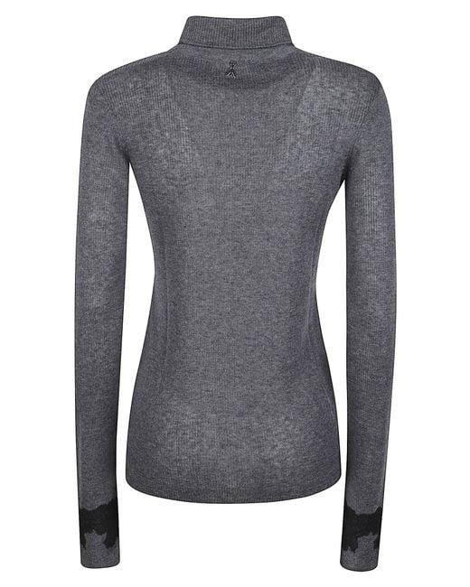 Patrizia Pepe Blue Lace-Trim Turtleneck Knit