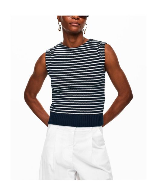 Weekend by Maxmara Blue Striped Knit Sleeveless Top
