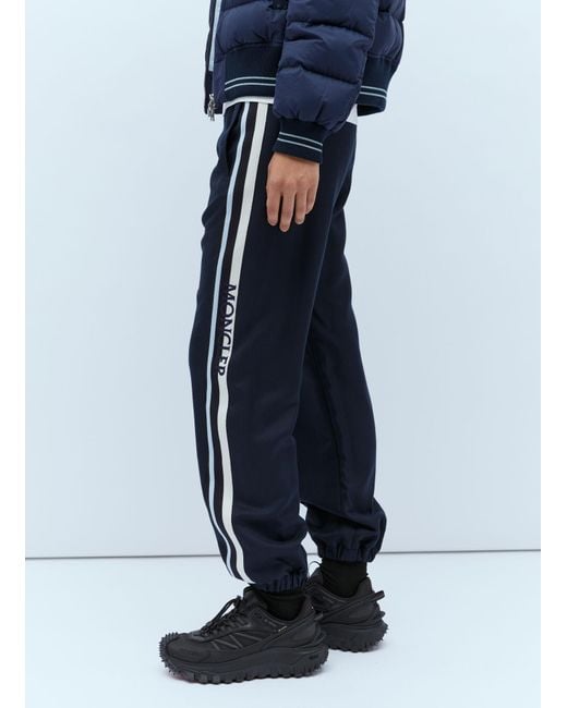Moncler Blue Logo Embroidered Straight Leg Sweatpants