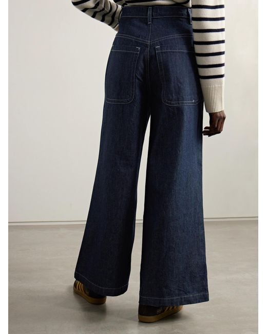 FRAME Blue High-Waisted Wide-Leg Jeans