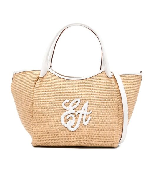 Emporio Armani Natural Ea Logo Woven Medium Shopper Bag