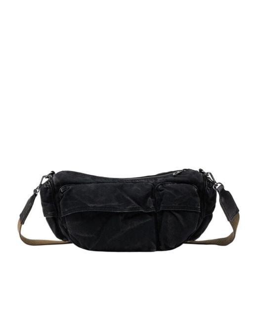 DIESEL Black Multi-Pkts Multipocket Denim Shoulder Bag for men