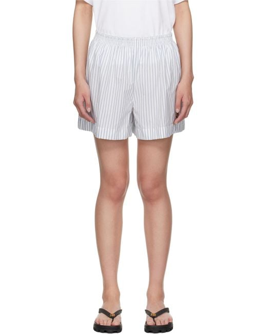 Moncler White Striped Shorts