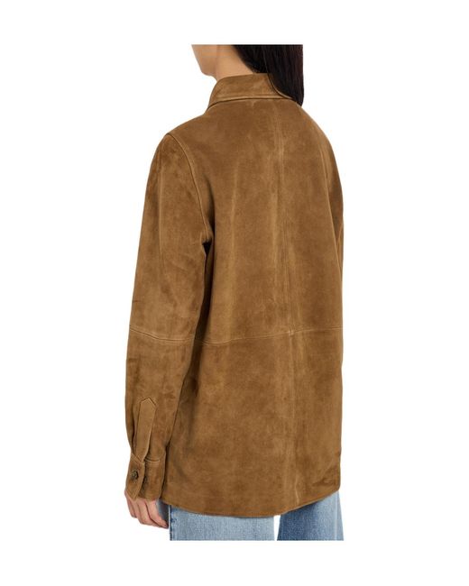 Rohe Brown Solid Colour Suede Overshirt
