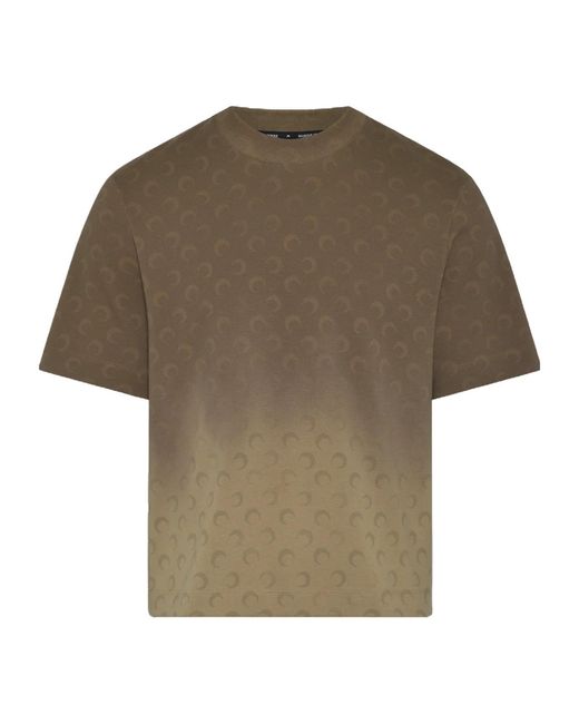 MARINE SERRE Green Gradient Moon-Pattern T-Shirt