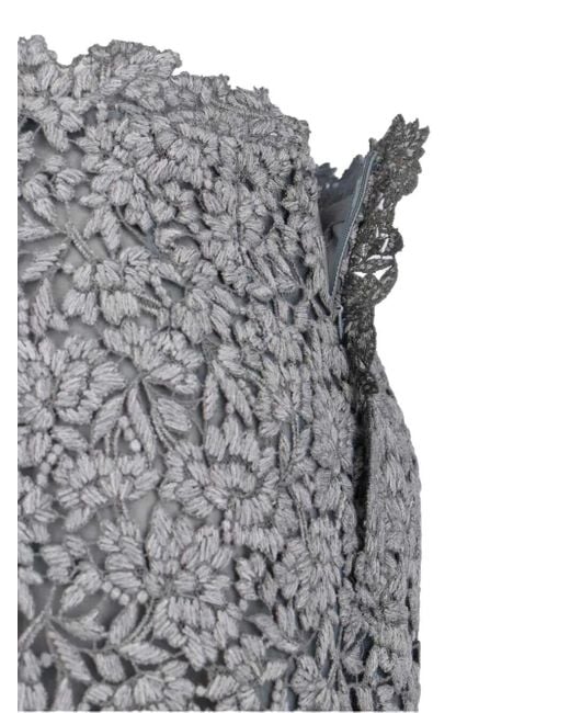 Ermanno Scervino Gray Lace Midi Skirt