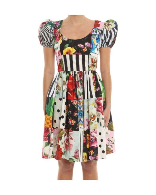 Dolce & Gabbana Red Patchwork Short-Sleeve Minidress
