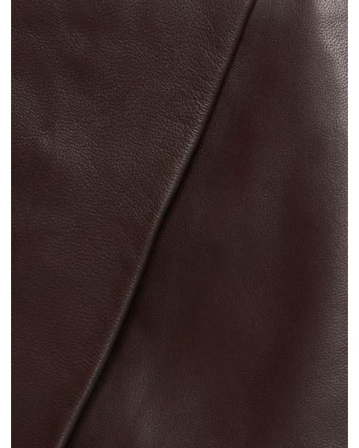 Frankie Shop Brown Cleo Leather Mini Wrap Skirt