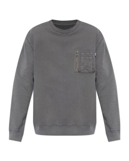 MM6 by Maison Margiela Gray Gabardine Pocket Sweatshirt for men