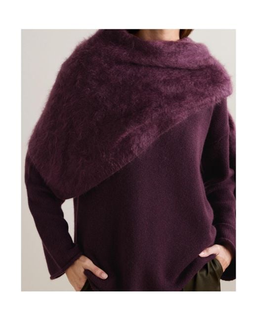 Lisa Yang Purple Brushed-Cashmere Bandana