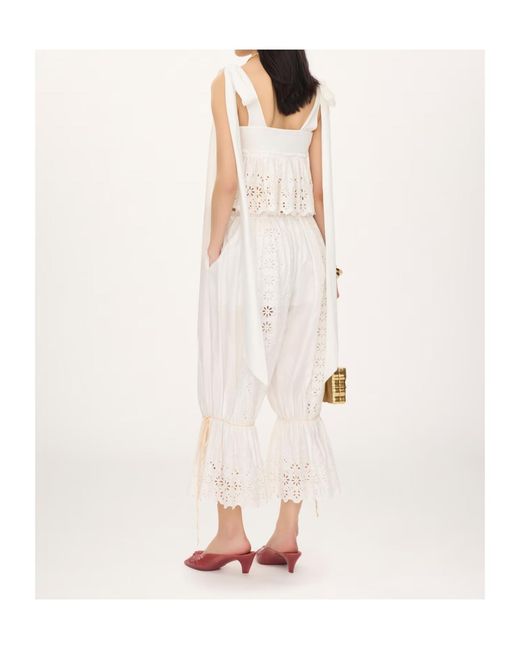 Chloé White Chloé Knotted-Strap Cropped Top