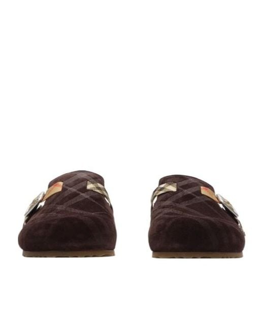 Burberry Brown Check Shearling Urchin Clogs for men