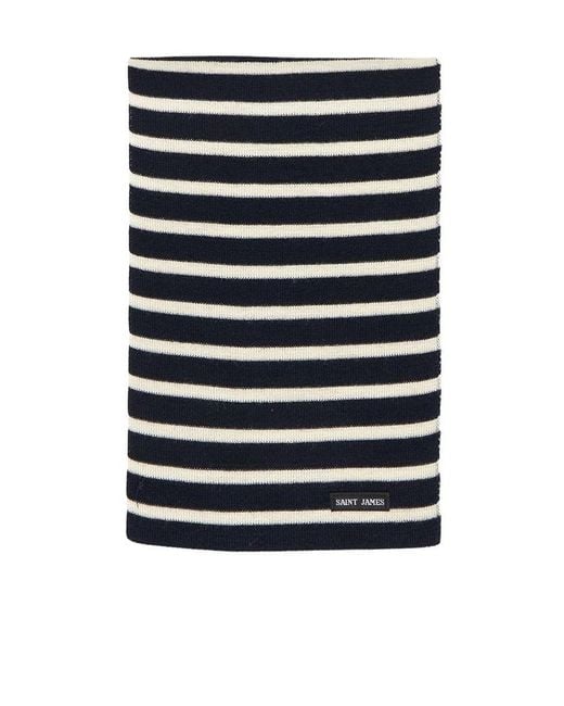 Saint James Blue Striped Knitted Scarf