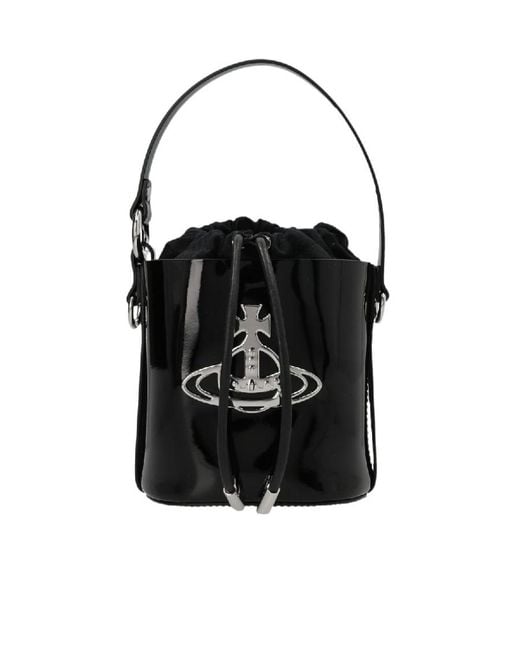 Vivienne Westwood Black Daisy Leather Bucket Bag