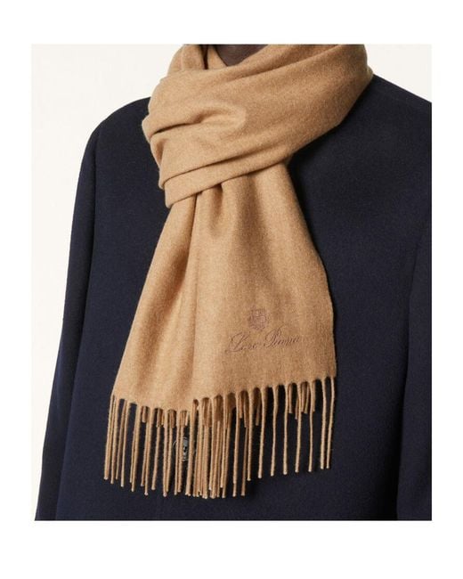 Loro Piana Natural Logo Embroidered Scarf for men
