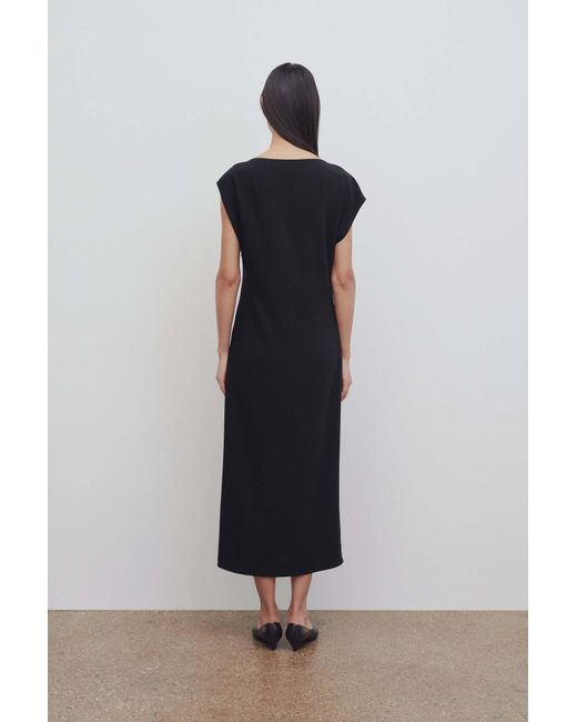 The Row Black Blathine Crewneck Midi Dress