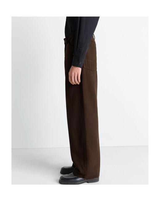 Lemaire Brown Wide-Leg Pleated Trousers for men