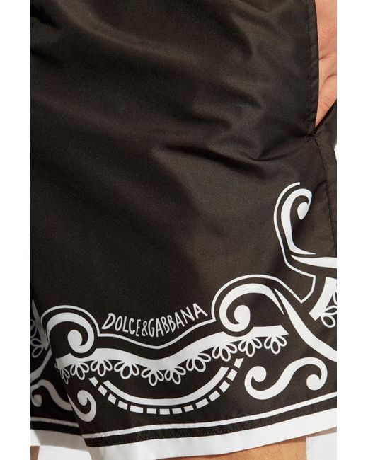 Dolce & Gabbana Black Bandanna Printed Mid-Length Swim Trunks for men