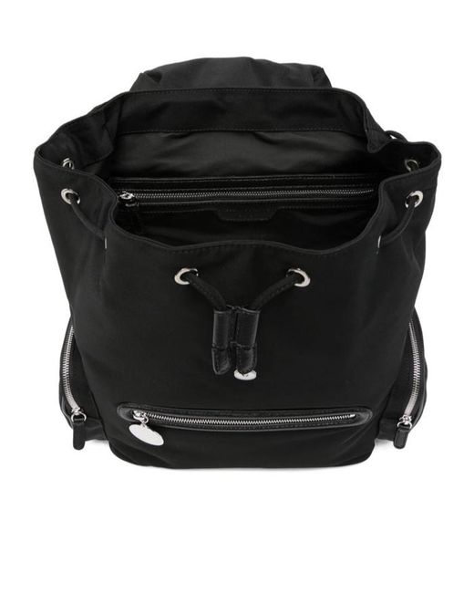 Stella McCartney Black Dartmoor Logo Charm Backpack