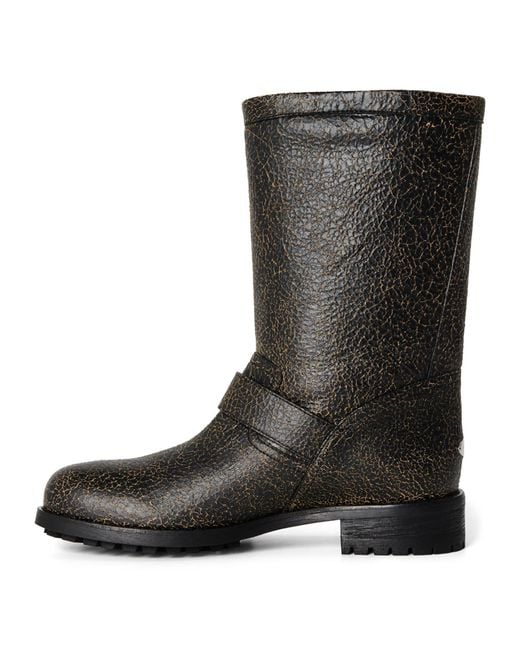 Jimmy Choo Brown Leather Mid-Calf Biker Boot