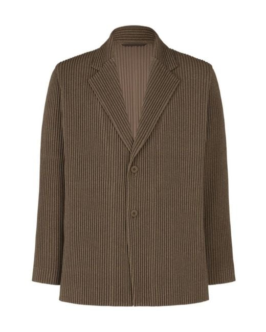 Issey Miyake Green Plissé Notched-Lapel Jacket for men
